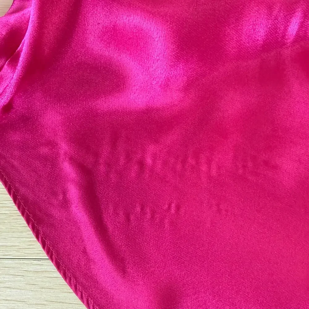 Vintage 80s 90s Pink Satin Bow Collar Slip Dress Romantic Retro Fairy Sexy M